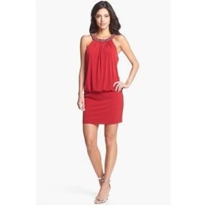 WHBM Red Chain Halter Cocktail Dress Xmas Holiday Party Evening M